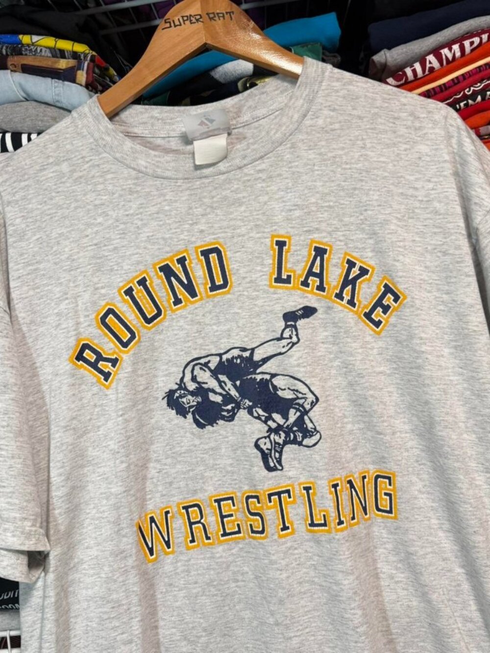 90s Round Lake High School Wrestler of the week t shirt grey